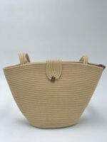 Bolsa de Cordão de Algodão Bege - Artesã Lucy
