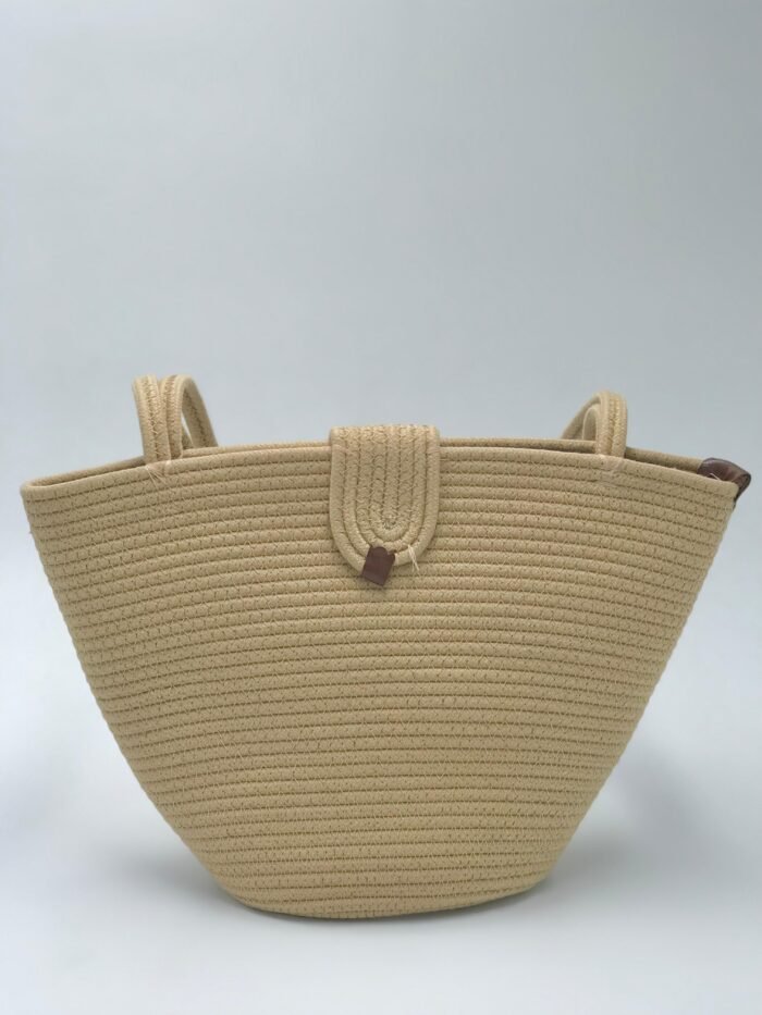 Bolsa de Cordão de Algodão Bege - Artesã Lucy