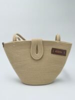 Bolsa de Cordão de Algodão Bege - Artesã Lucy