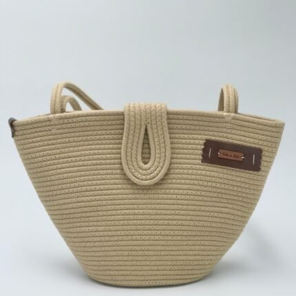 Bolsa de Cordão de Algodão Bege - Artesã Lucy