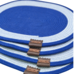Kit Sousplat Azul e Cinza Cordão de Algodão – Artesã Lucy - Imagem 2