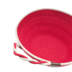 Cesto Vermelho e Branco Cordão de Algodão - Artesã Lucy - Imagem 2