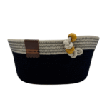 Cesto Preto e Cinza Cordão de Algodão - Artesã Lucy - Imagem 2