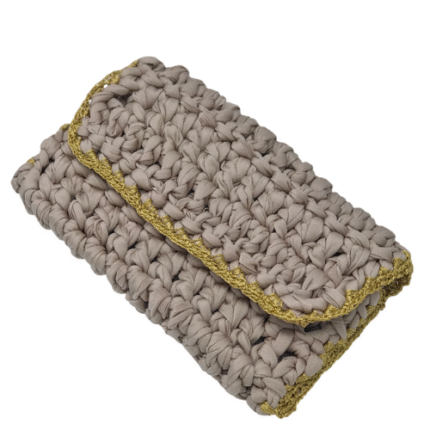 Bolsa de Mão Crochê Bege – Artesã Cida Lopes