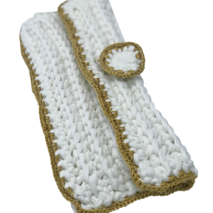 Bolsa de Mão Crochê Branca com Dourado - Tia Cida