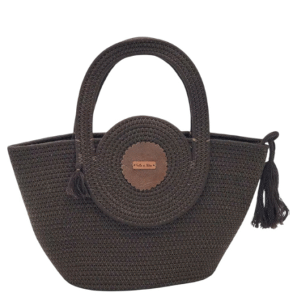 Bolsa Cordão De Algodão Marrom c/ Pingente de franja - Artesã Lucy