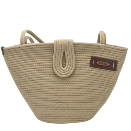 Bolsa Cordão De Algodão Bege - Artesã Lucy