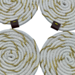 Cesto de Cordão de Algodão com Fio Dourado e Porta Copo - Artesã Lucy - Imagem 2