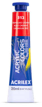 TINTA ACRYLIC COLORS 20ML VERMELHO DE CADMIO 312 - Imagem 2