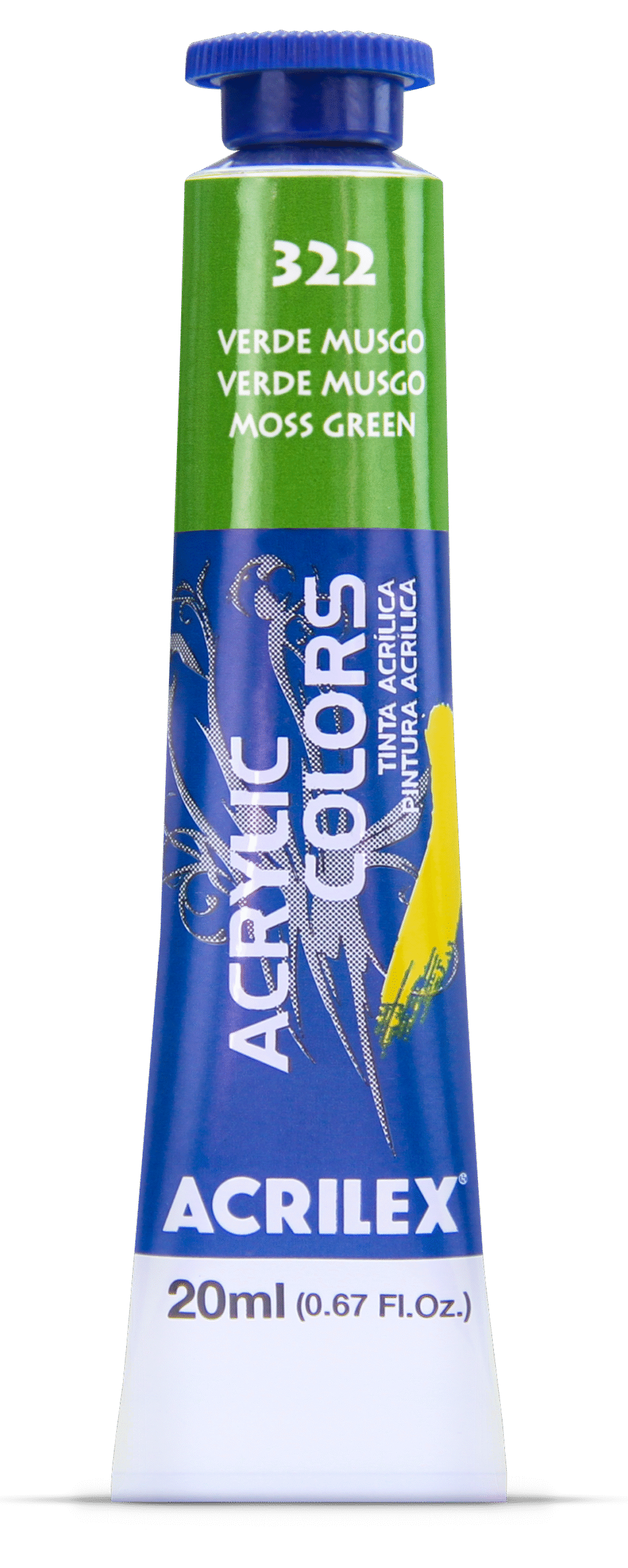 TINTA ACRYLIC COLORS 20ML VERDE MUSGO 322 - Imagem 2