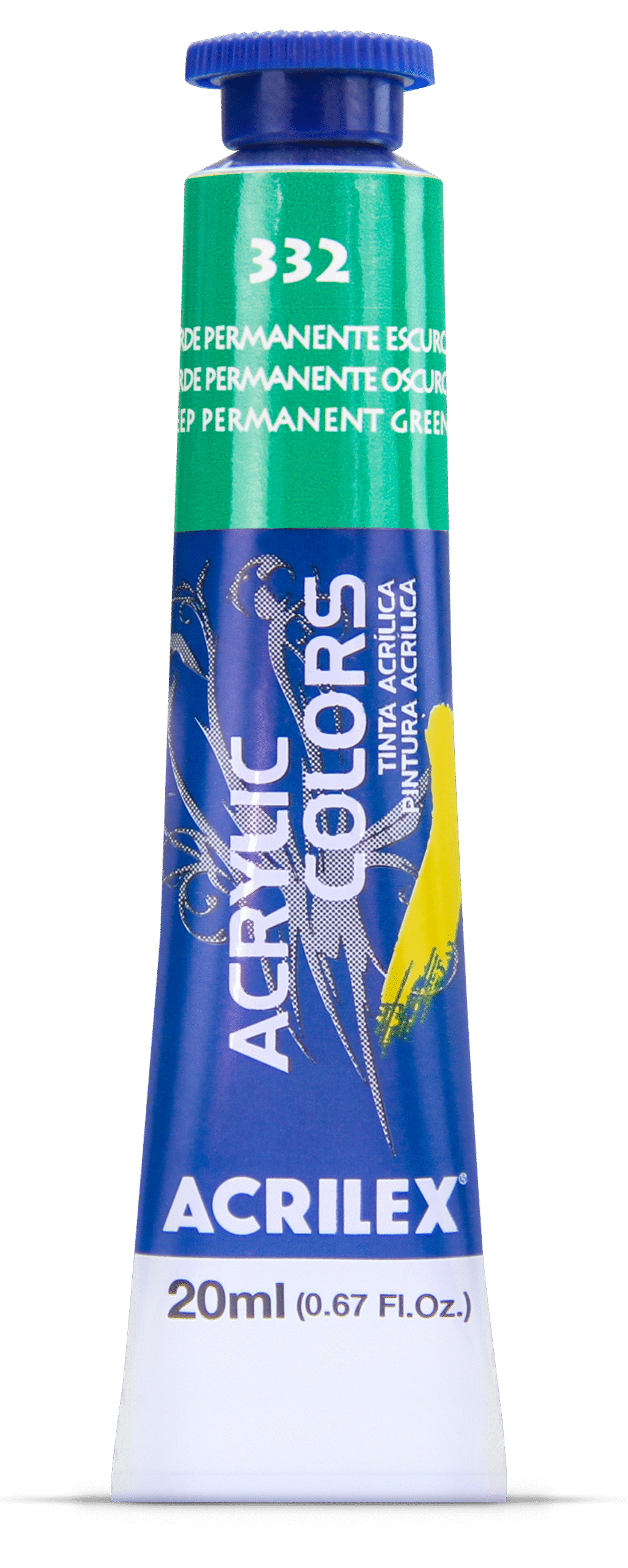 TINTA ACRYLIC COLORS 20ML VERDE PERMANENTE CLARO 332