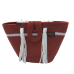Bolsa de Corda de Algodão Terracota Alças de fios Brancos - Artesã Lucy - Imagem 2