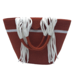 Bolsa de Corda de Algodão Terracota Alças de fios Brancos - Artesã Lucy - Imagem 3