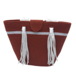Bolsa de Corda de Algodão Terracota Alças de fios Brancos - Artesã Lucy - Imagem 4
