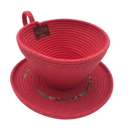 Xícara Cachepó Corda de Algodão com Prato - Artesã Lucy
