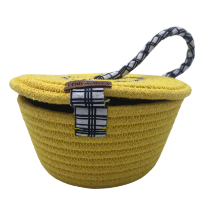 Cesto de Corda de Algodão Amarelo com Tampo - Artesão Lucy