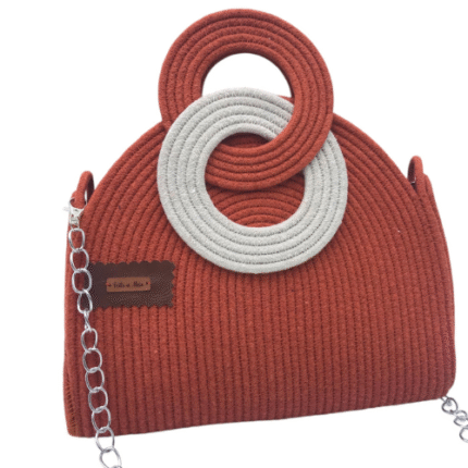 Bolsa de Corda de Algodão Terracota com Alça - Artesã Lucy