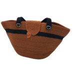 Bolsa Cordão de Algodão Terracota Preta - Artesã Lucy - Imagem 3