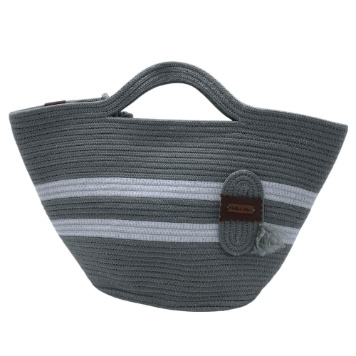 Bolsa Cordão de Ceda Cinza - Artesã Lucy