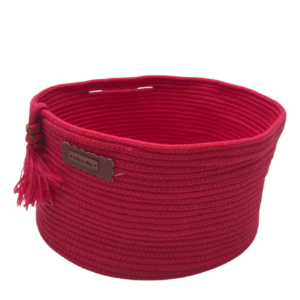 Cesto de Corda de Algodão Grande Vermelho - Artesã Lucy