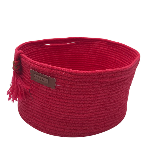Cesto de Corda de Algodão Grande Vermelho - Artesã Lucy