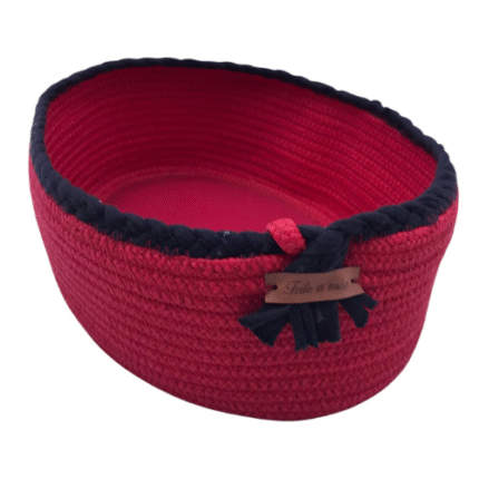 Cesto de Corda de Algodão Oval Vermelho - Artesã Lucy