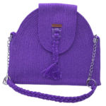 Bolsa de Corda de Seda Roxa Alça Corrente Prateada - Artesã Lucy