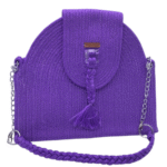 Bolsa de Corda de Seda Roxa Alça Corrente Prateada - Artesã Lucy - Imagem 2