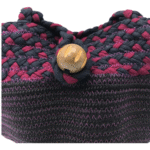 Bolsa Corda Seda Vermelha Preta Botão Madeira - Artesã Lucy - Imagem 2