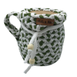 Porta Copo Corda de Algodão Verde Branco - Artesã Lucy - Imagem 2