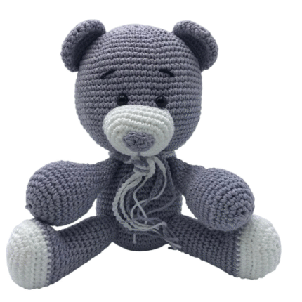 Ursinho Amigurumi Cinza - Artesã Maria Aparecida
