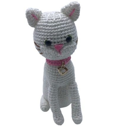 Gatinha Amigurumi Branco e Rosa - Artesã Maria Aparecida