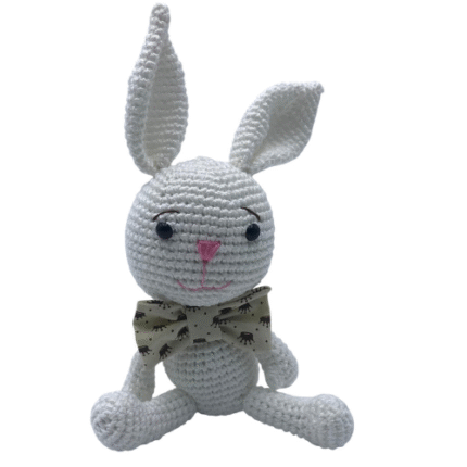 Coelhinha Amigurumi Branco e Rosa - Artesã Maria Aparecida