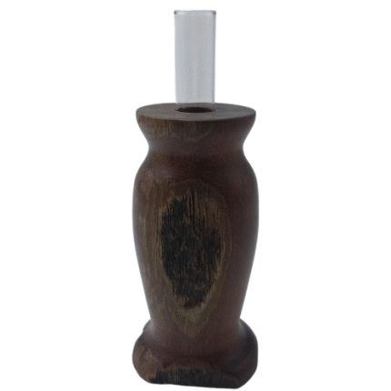 Castiçal Artesanal de Madeira Base com Vidro– Obra exclusiva do Artesão Celso