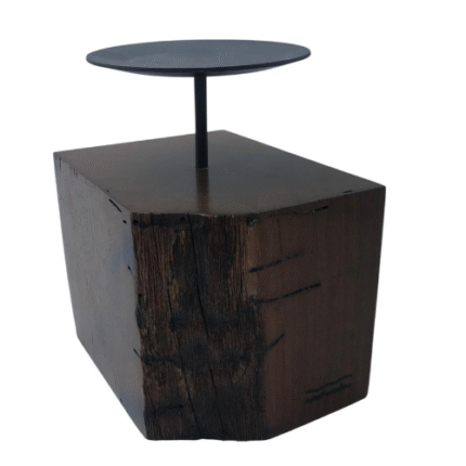 Castiçal Artesanal de Madeira Tronco Retangular – Obra exclusiva do Artesão Celso