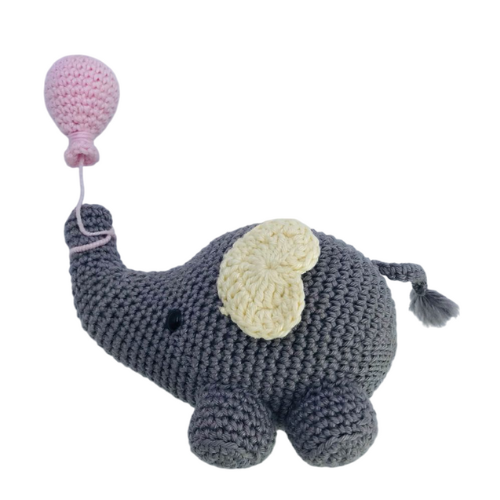 Amigurumi Elefantinho Com Balão Cinza Escuro - Artesã Adriana