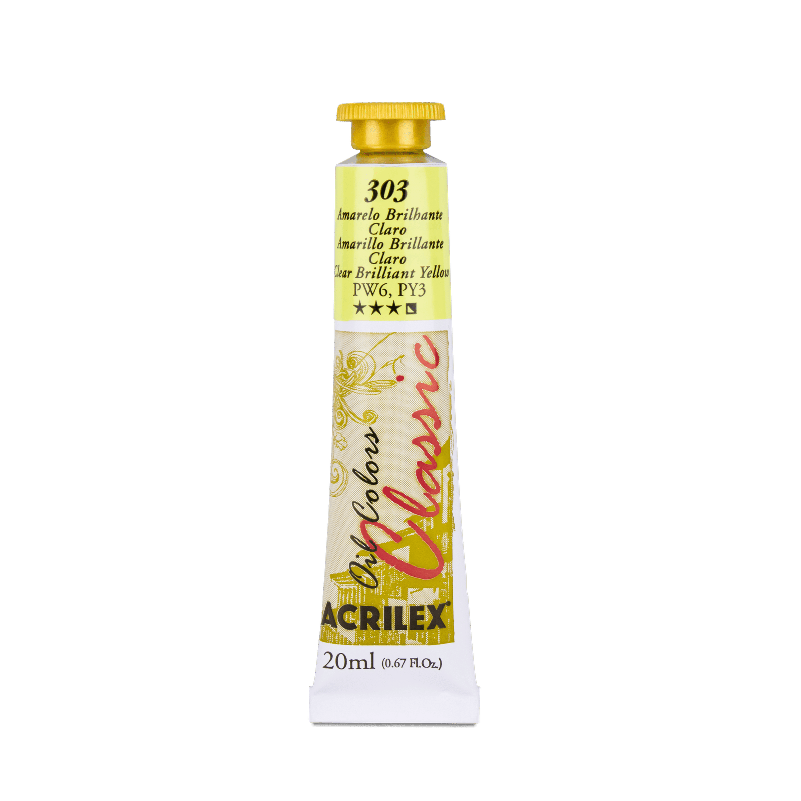 TINTA OIL COLORS ACRILEX 20 ML AMARELO BRILHANTE CLARO 303 - Imagem 2