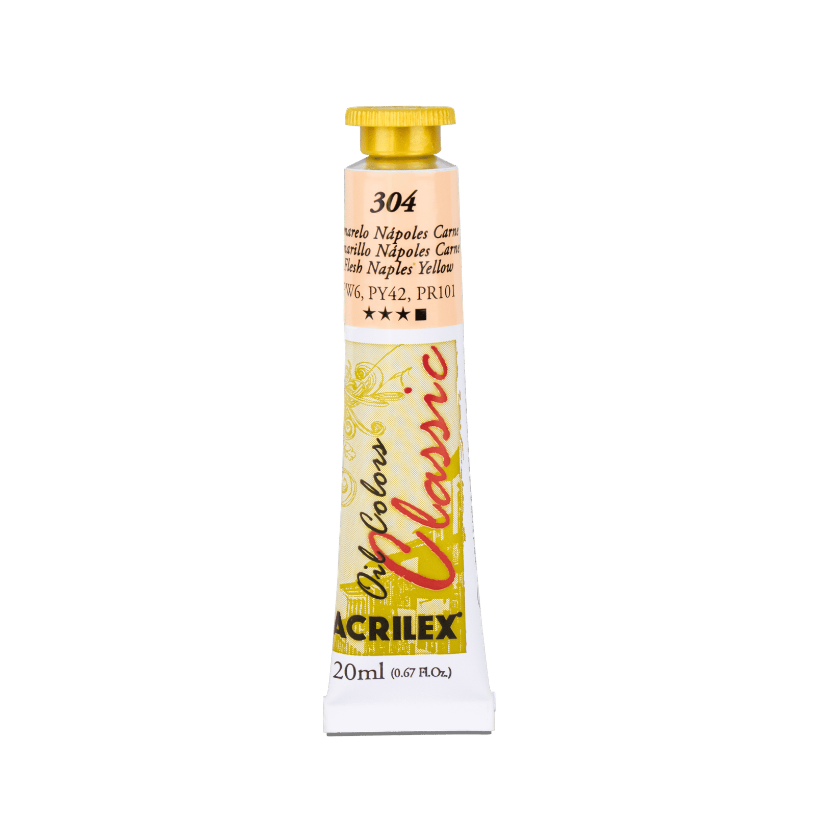 TINTA OIL COLORS ACRILEX 20 ML AMARELO NAPOLES CARNE 304 - Imagem 2