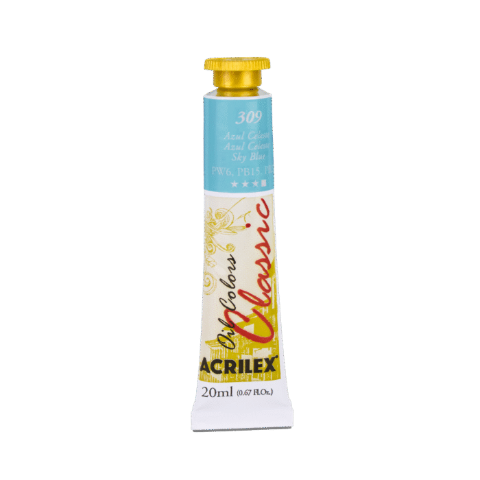 TINTA OIL COLORS ACRILEX 20 ML AZUL CELESTE 309 - Imagem 2