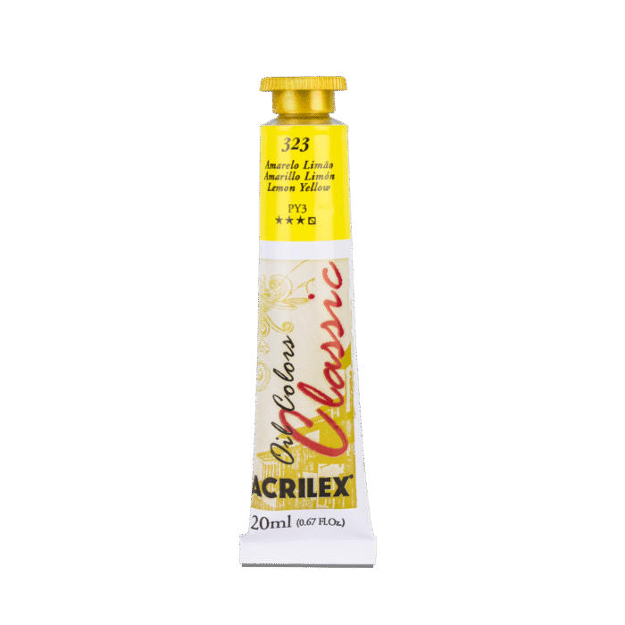 TINTA OIL COLORS ACRILEX 20 ML AMARELO LIMÃO 323 - Imagem 2