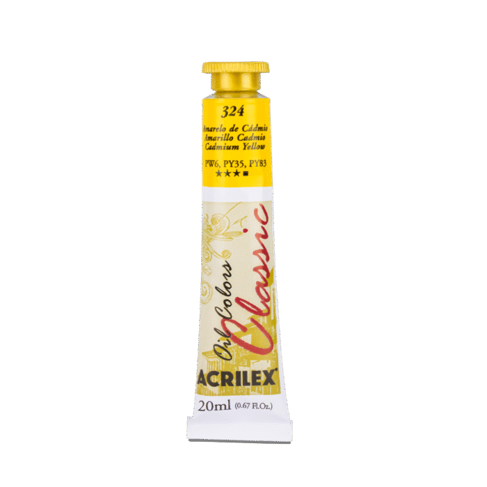 TINTA OIL COLORS ACRILEX 20 ML AMARELO DE CADMIO 324 - Imagem 2