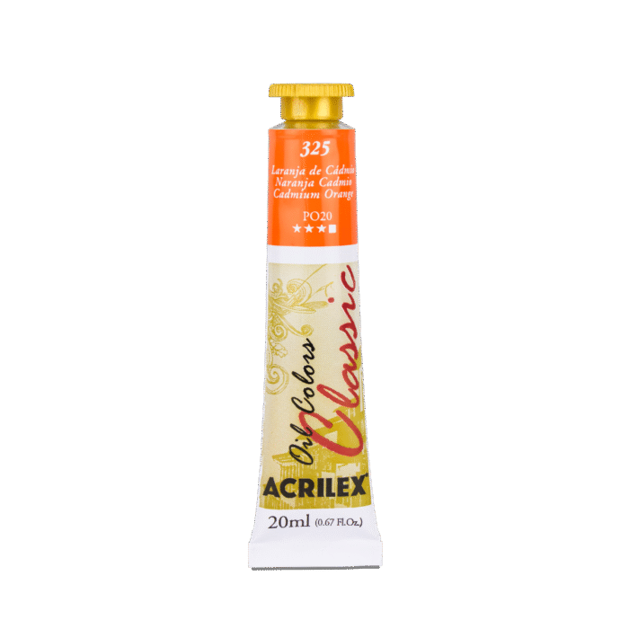 TINTA OIL COLORS ACRILEX 20 ML LARANJA DE CADMIO 325 - Imagem 2