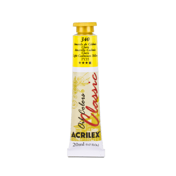 TINTA OIL COLORS ACRILEX 20 ML AMARELO DE CADMIO CLARO 340 - Imagem 2