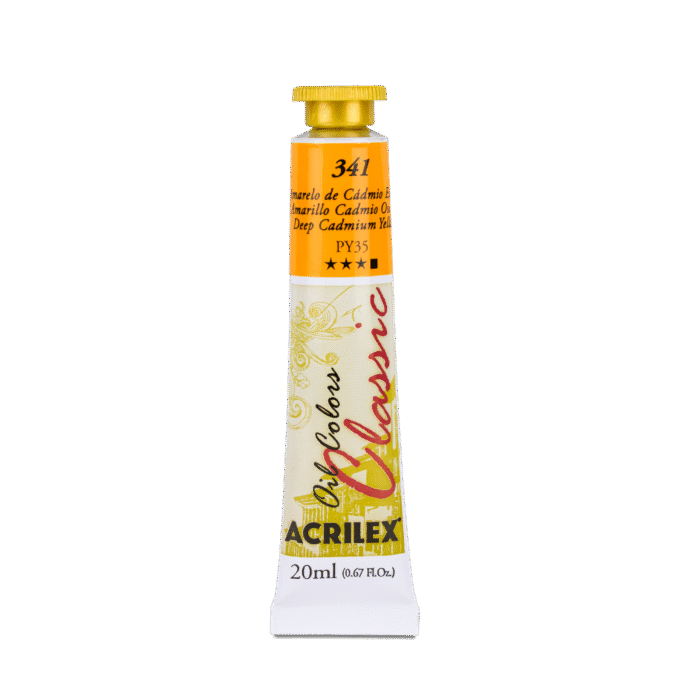 TINTA OIL COLORS ACRILEX 20 ML AMARELO CADMIO ESCURO 341 - Imagem 2