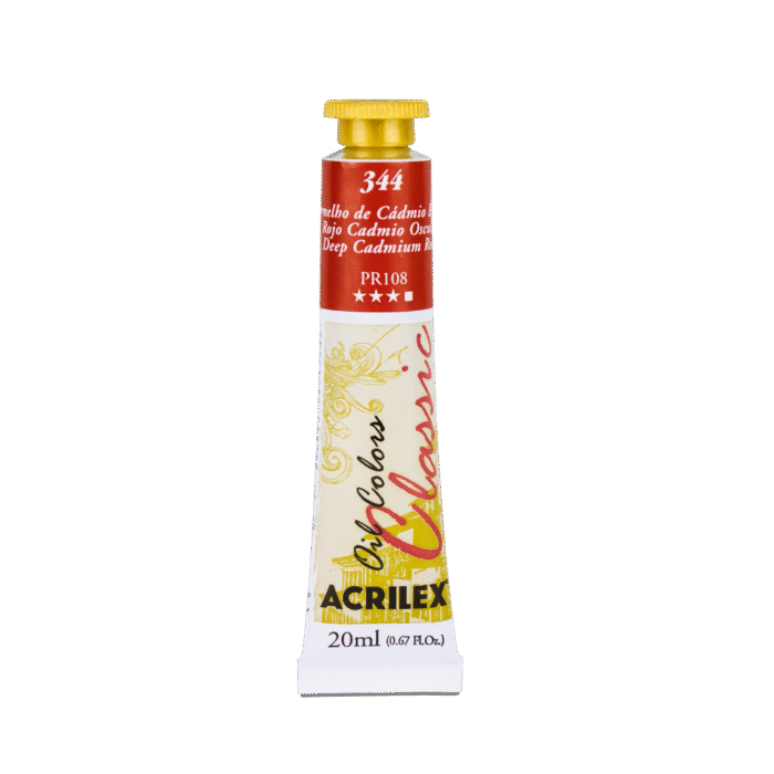 TINTA OIL COLORS ACRILEX 20 ML VERMELHO CADMIO ESCURO 344 - Imagem 2