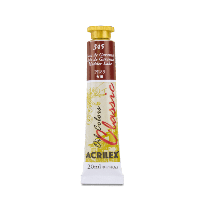 TINTA OIL COLORS ACRILEX 20 ML LACA DE GARANZA ROSA ANTIGO 345 - Imagem 2