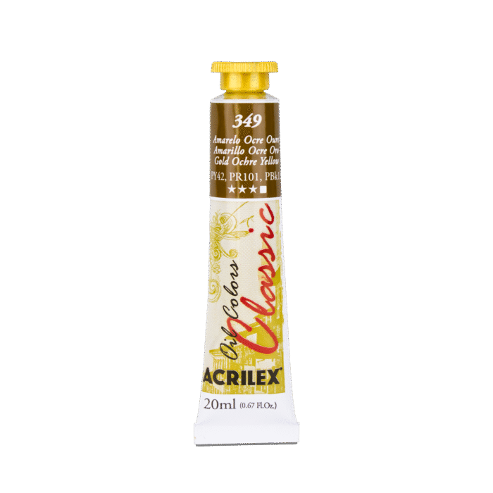 TINTA OIL COLORS ACRILEX 20 ML AMARELO OCRE OURO 349