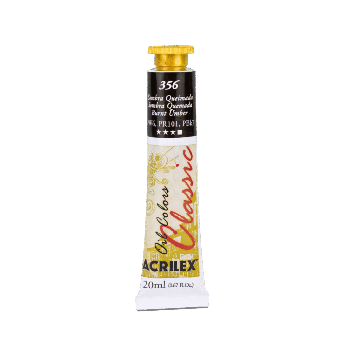 TINTA OIL COLORS ACRILEX 20 ML SOMBRA QUEIMADA 356 - Imagem 2