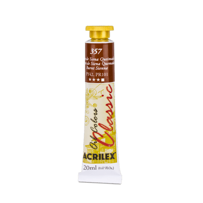 TINTA OIL COLORS ACRILEX 20 ML TERRA DE SIENA QUEIMADA 357 - Imagem 2