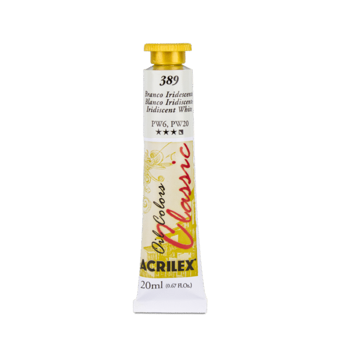 TINTA OIL COLORS ACRILEX 20 ML BRANCO IRDESCENTE 389 - Imagem 2